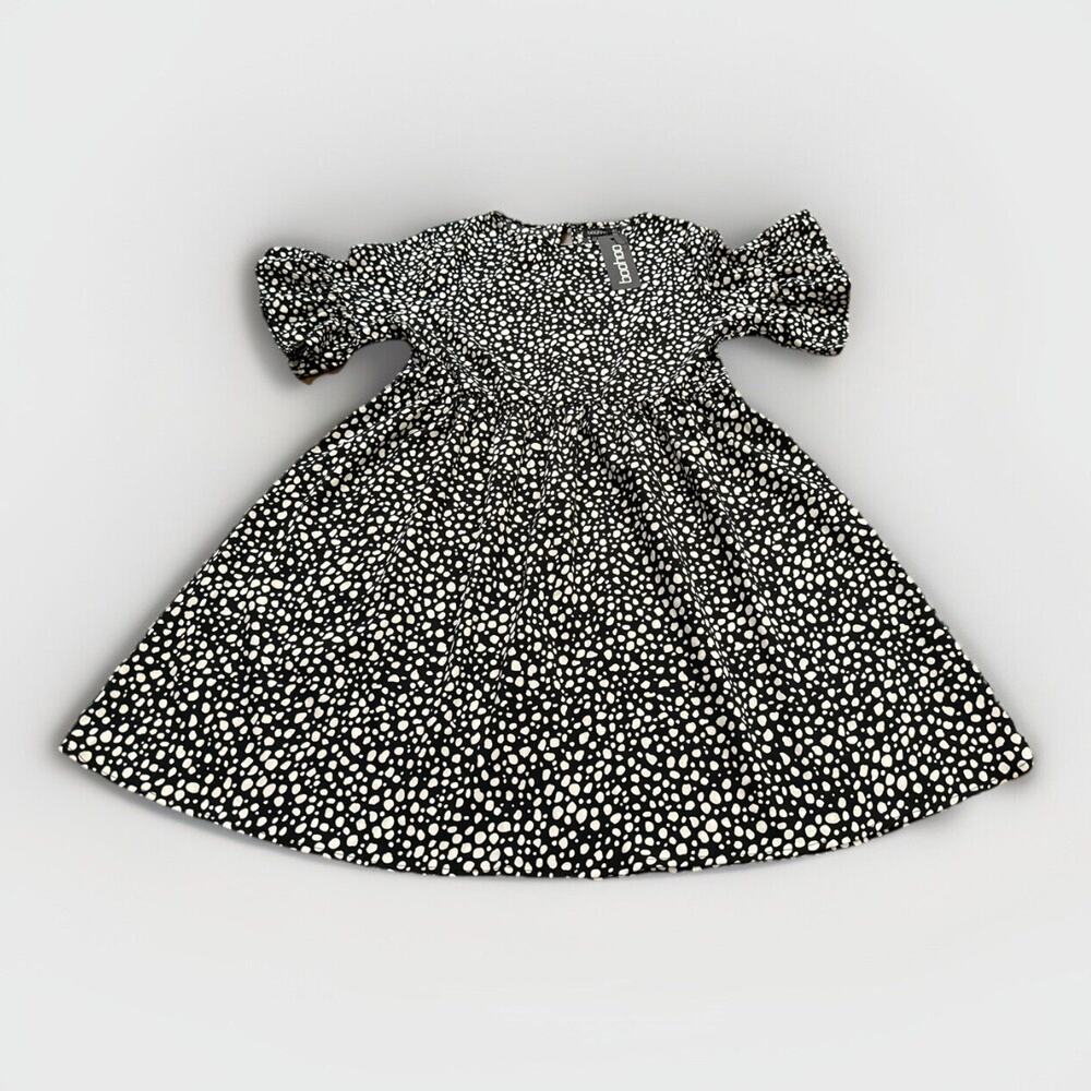 Boohoo Womens Black White Woven Dalmatian Print Smock Dress Size 12 NWT